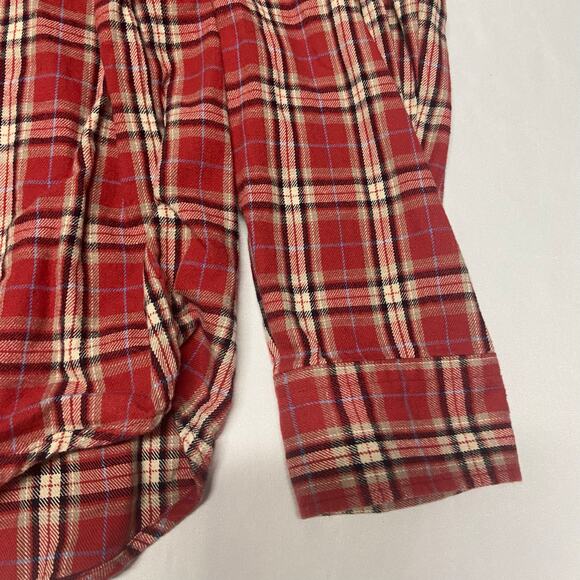 Fossil Shirt Flannel Red Plaid Button 2 Pocket Heavy Cotton Material Warm Sz XL - Picture 10 of 15
